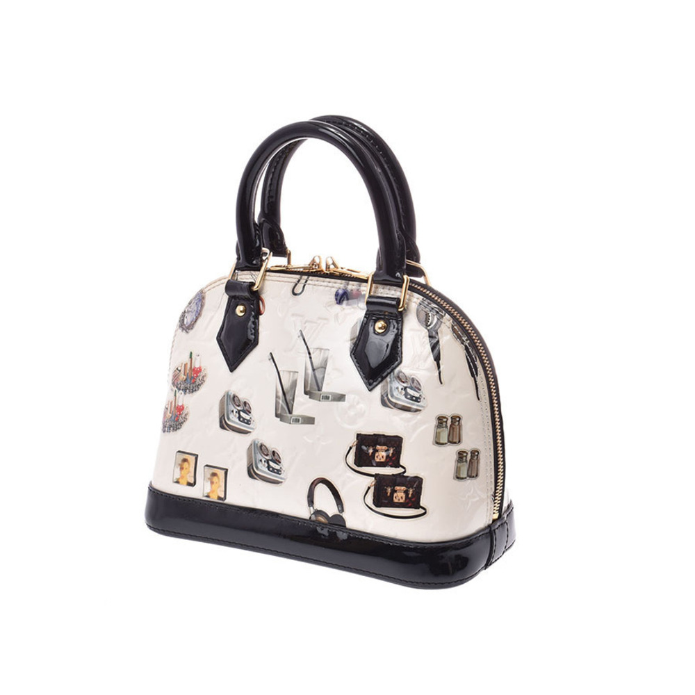Louis Vuitton Vernis Alma Ghesquire Nicolas white handbag black bag